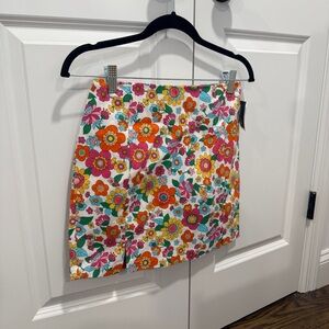 White Floral Mini Skirt